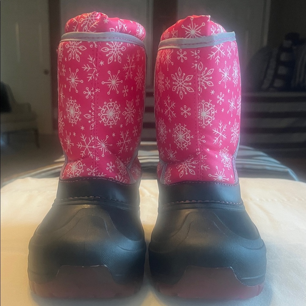 Pink Snowflake Winter Boots
